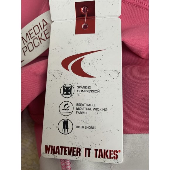 Women Pockets Biker Shorts Size L TKO High Waist Tummy Control Pink - Picture 5 of 12